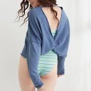 Mojito Mango Blue Terry Cloth Crew neck hoodie